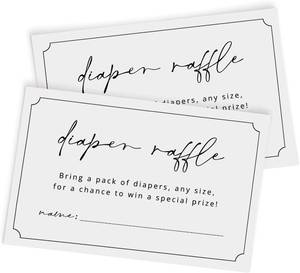 lot 12162 image: GardenCity Diaper Raffle Tickets for Baby Shower, 3.5 x 2 White Diaper Raffle Cards, Fun Baby Shower Game for Girl or Boy, Gender Neutral, 50 Cards, Minimalist - Retail $8