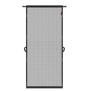 lot 12163 image: MAGZO Hanging Screen Door, Fits Door Size 28 x 80 (Curtain Size 30 x 81), Upgraded Fiberglass Mesh Net with Tension Rod&Hook&Loop (One Piece Can be Installed in 2 Ways), Weighted Bottom, Grey - Retail $29