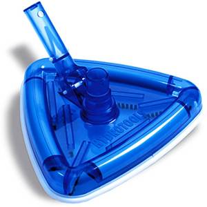 lot 12184 image: SWIMLINE HYDROTOOLS Manual Pool Vacuum Head Attachment For Inground &amp Above Ground Pools Weighted Swimming Pool Vac Head Clear Triangle Shape W Bristles Swivel Hose 1-14 or 1-12  8145 - Retail $24