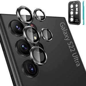 lot 16255 image: Tensea 32PCS for Samsung Galaxy S22 Ultra Camera Lens Protector, 9H Tempered Glass Camera Cover Screen Protector Metal Individual Ring for S22 Ultra 5G 2022 Installation TrayRemoval tool- Black - Retail $10