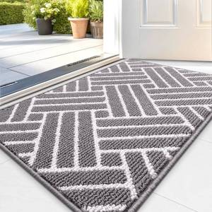 lot 16258 image: OLANLY Indoor Door Mat, 32x20 Inch, Dirt Resistant and Absorbent, Non-Slip Rubber Backing Floor Mats, Easy Clean Low-Profile Doormat for Entryway, Front Door, and Inside Entrance, Grey - Retail $9