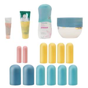 lot 16266 image: 12 Pack Multi Sizes Silicone Bottle Covers Travel Essentials for Women, 2025 Cruise Ship Essentials, Travel Size Toiletries,Travel Accessories Must Have, Travel Gadget, Elastic Sleeves for leak proof - Retail $13