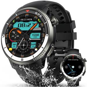 lot 16270 image: Smart Watch(AnswerMake Call), GPS Smartwatch for Men Women, 1.43HD AMOLED Display, Fitness Activity Tracke with 170 Sport Modes, 5 ATM Water-Resistance, Pedometer, Stress, Heart Rate, Sleep Monitor - Retail $60