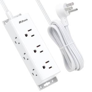 lot 16275 image: Surge Protector Power Strip - 9 Widely Spaced Multi Outlets, Wall Mount, 3 Side Outlet Extender with 5Ft Extension Cord, Flat Plug for Home Office - Retail $10