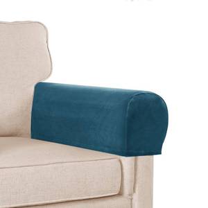 lot 16285 image: L.VICTEX Sofa Armrest Covers, 2 Pack, Deep Teal Velvet Plush Fabric, Furniture Accessories for Sofa, Recliner, Chair, Stretch, Durable, Velcro, Machine Wash - Retail $13