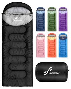 lot 19180 image: Sportneer Sleeping Bags for Adults, Warm & Cold Weather Sleeping Bag for Adults Kids Boys Girls - Lightweight Compact Camping Gear Equipment, Traveling, Backpacking, Hiking - Retail $24