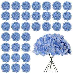 lot 19183 image: Cherica 30 Pcs Blue Hydrangea Artificial Flowers Bulk, Faux Hydrangea Flowers Heads, Artificial Fake Silk Hydrangea Flowers with Stems, Blue Flowers Artificial for Decoration Wedding Dcor - Retail $20