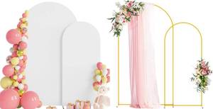 lot 19185 image: Wokceer Wedding Arch Backdrop Stand and Cover Set of 2 Metal Arch Stand with Arch Cover White 7.2FT, 6FT for Birthday Party Wedding Ceremony Bridal Baby Shower Event Decor - Retail $73