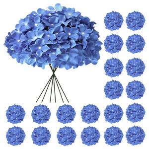 lot 19190 image: Cherica Hydrangea Artificial Flowers, 20 Pcs Royal Blue Hydrangea Artificial Flowers Bulk, Faux Hydrangea Flowers for Outdoor, Fake Silk Hydrangea Flowers with Stems for Wedding Decoration Decor - Retail $18
