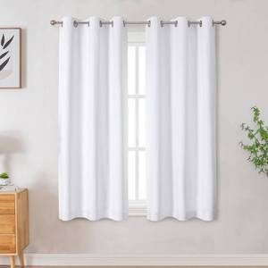 lot 19198 image: OVZME 100% Blackout Curtains 63 inch Long 2 Panels for Living Room, Greyish White Blackout Curtains Thermal Insulated Draperies, Heat and Full Light Blocking Panels for Bedroom, 2x40Wx63L, Grommets - Retail $44