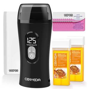 lot 19203 image: Digital Honey Wax Kit for Womens Hair Removal - Roll On Warmer with 2 Cartridges and 100 Wax Strips - Retail $27