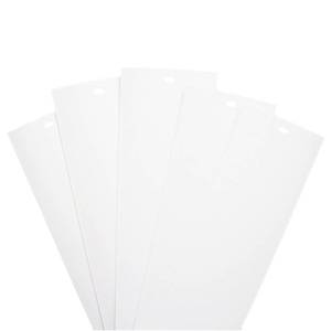 lot 19207 image: 82.5 x 3.5 White PVC Vertical Blind Replacement Slats Curved Smooth (5 Pack) - Retail $22