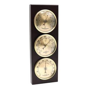 lot 1008 image: Wall Mounted Household Barometer Thermometer with Wooden Frame Base Hygrometer Weather Station Hanging No Battery Required - Retail $49