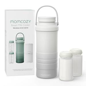 lot 1011 image: Momcozy 22oz Portable Breast Milk Cooler for Outdoor, Life Saver with 360° Total Cooling for 24 Hours, Larger Capacity Travel Breastmilk Chiller with 2pcs Baby Bottles for Breastmilk Storage, Cream - Retail $90