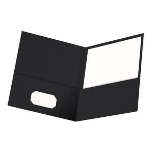 lot 1018 image: Oxford Twin-Pocket Folders, Textured Paper, Letter Size, Black, Holds 100 Sheets, Box of 25 (57506EE), 8-12 x 11 - Retail $18