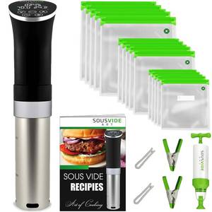 lot 1026 image: SOUSVIDE ART Sous Vide Cooker Kit - 1000W Immersion Circulator - 15 Vacuum Bags, Pump, Digital Timer and Temperature Control Complete Sous Vide Machine Cooking Kit for Home Chefs and Beginners - Retail $88