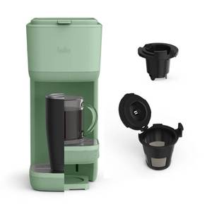 lot 1031 image: bella Single Serve Coffee Maker, K Cup and Coffee Ground Compatible with Removable, Adjustable Drip Tray, Auto Shutoff and Reusable Dishwasher Safe Accessories, Brews 6oz to 14oz, 1000 Watt, Seaglass - Retail $98
