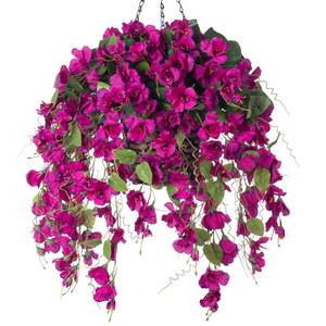 lot 1039 image: Artificial Fake Hanging Hibiscus Flowers Plants Baskets for Outdoor Decoration, Faux Silk Hibiscus Long Vines in Planter UV Resistant Realistic Flowers for Outside Porch Patio Home Decor(Yellow) - Retail $33