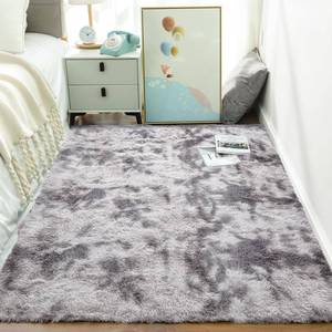 lot 1061 image: Ophanie 4x6 Tie-Dyed GreyandWhite Area Rugs for Bedroom Living Room, Fluffy Shag Large Fuzzy Plush Soft Throw Rug, Gray Large Shaggy Floor Big Carpets, Kids Home Decor Aesthetic, Nursery - Retail $28