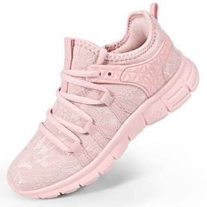 lot 1929 image: AOE Womens Fashion Walking Running Shoes Ultra Lightweight Breathable Mesh Tennis Shoes Non Slip Athletic Workout Gym Sneakers Pink Lace 4.5women  3.5men - Retail $26