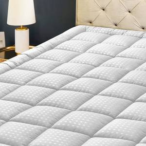 lot 1939 image: HYLEORY King Mattress Pad Quilted Fitted Mattress Protector Cooling Pillow Top Mattress Cover Breathable Fluffy Soft Mattress Topper with 8-21 Deep Pocket - Retail $38in