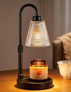 lot 1953 image: Innqoo Candle Warmer Lamp with Timer, Dimmable Candle Warmer for Jar Candles, Height Adjustable Wax Melts Warmer, Birthday Gifts for Women Mom, House Warming Gifts New Home Decor - Retail $26