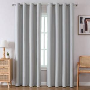 lot 1989 image: Airwill Grommet Blackout Curtains for Living Room Bedroom Window - Set of 2 Window Curtain Panels, Room Darkening, Thermal Insulated (W52 x L108 Inch, 2 Panels, Grey) - Retail $34