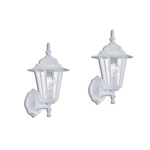 lot 1990 image: WISBEAM 2 Pack Outdoor Wall Light, White Wall Sconce for House Porch Lighting Fixture, E26 Base 60W Max, Metal Housing Plus Glass, Wet Location Rated, ETL Qualified, Bulbs not Included - Retail $46