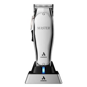 lot 2047 image: Andis 12660 Professional Master CordedCordless Hair Trimmer, Adjustable Carbon Steel Blade Hair Clipper for Close Cutting, Silver - Retail $230