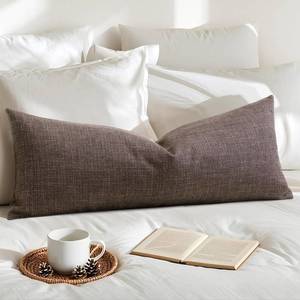 lot 2076 image: OTOSTAR Linen Throw Pillow Cover Set of 1 Decorative Long Lumbar Pillowcase Rectangle Cushion Cover 14x36 Inch for Home Decor Sofa Bedroom Car 35 x 90CM Dark Brown - Retail $16