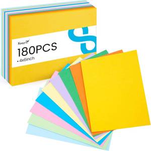 lot 2084 image: Koogel 4x6 Index Cards, 180 Count, Colored Index Cards Blank on Both Sides for Back to School, Blank Heavy Notecard Flashcard for Studying Learning Office College Supplies, 9 Assorted Neon Color - Retail $8