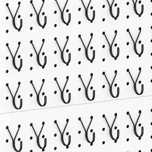 lot 2092 image: HUHOLE Pegboard Hooks, J-Hook, 1 Inch Black Hooks 40 Pack, Ideal Display Pegs for Hanging Jewelry, Necklaces, Keys, Retail Items, Small Tools, Will Not Fall Out, Fit 18� 316� Peg Boards - Retail $10