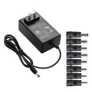 lot 2098 image: Kado Power Adapter 12V-2A 1.5A 1.25A 1A ACDC Power Cord 5.5x2.1mm with 8 Tips Made for Sceptre Monitor, Echo Smart Speaker and Display, Webcam, Router, Mini PC, Projector, CCTV, Bluetooth Speaker - Retail $30