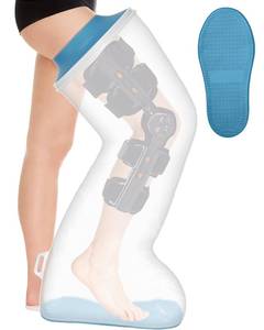 lot 2104 image: Waterproof Extra Wide Full Leg Cast Cover for Shower with Upgraded Non-Slip Bottom, Cast Protector for Shower after Leg Knee Surgeries, Large Cast, Knee ImmobilizerBrace, Walking Boots,Reusable - Retail $24