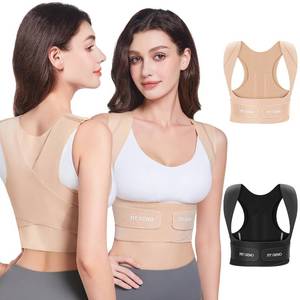 lot 2105 image: Fit Geno Posture Corrector for Women Invisilite Invisible Lightweight Back Brace for Neck Shoulder and Upper Back Pain Relief - Improve Posture Correct Hunchback Slouching Under Clothes Medium - Retail $40