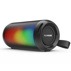 lot 2108 image: FULMINARE Portable Bluetooth Speaker with 26W HD Sound, Speakers Bluetooth Wireless 6.0, AUXandTF-CardandUSB Input, LED Lights, IPX5 Waterproof, 16H Playtime for HomeOutdoorParty, Birthday Gift (Black) - Retail $20
