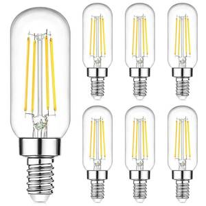 lot 2148 image: E12 LED Light Bulbs 40 Watt Equivalent, 4W Candelabra Dimmable Edison Bulbs, 5000K Daylight White T6 LED Bulbs for Chandelier Ceiling Fan Light 400LM, Vintage T25 Tubular Small Filament Bulbs, 6 Packs - Retail $10