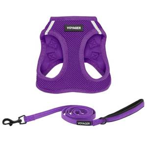 lot 2158 image: Voyager Step-in Air All Weather Mesh Harness and Reflective Dog 5 ft Leash Combo with Neoprene Handle, for Small, Medium and Large Breed Puppies by Best Pet Supplies - Set (Purple), S - Retail $16