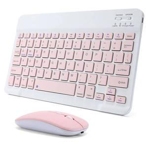 lot 2167 image: Rechargeable Bluetooth Keyboard and Mouse Combo for iPad, Ultra-Slim Portable Wireless Mouse Keyboard for iPad Pro Air Mini iPhone Samsung Tablet Cell Phone Android, iPadOSiOS 13 and Above (Pink) - Retail $17