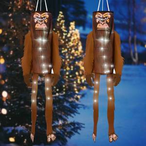 lot 2179 image: Briwooody 2 Pcs Wind Socks for Outside Heavy Duty Sasquatch Gifts Decoration with Lights 50 Inch Funny Hanging Outdoor Wind Socks Decoration for Garden Porch Yard Lawn Party Decor - Retail $15