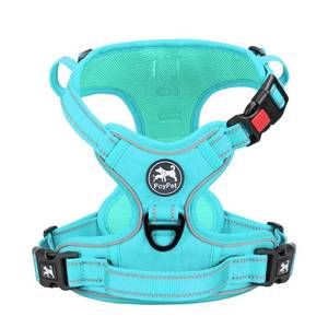 lot 2180 image: PoyPet No Pull Dog Harness, No Choke Reflective Dog Vest, Adjustable Pet Harnesses with Easy Control Padded Handle for Small Medium Large Dogs(Mint Blue Matching Trim,S) - Retail $24