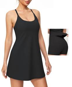 lot 2181 image: Heathyoga Tennis Dresses for Women with Shorts Underneath and Bra Athletic Dress for Women Dress with Pockets Golf Outfits Black XXL - Retail $32