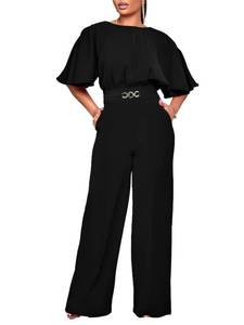 lot 2183 image: acelyn Elegant Jumpsuit for Women Dressy Sexy Plus Size Wide Leg Pant Suit One Piece Party Outfits Black 2XL - Retail $47