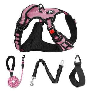 lot 2194 image: NESTROAD No Pull Dog Harness,Adjustable Oxford Dog Vest Harness with Leash,Reflective No-Choke Pet Harness with Easy Control Soft Handle for Small Dogs(Small,Pink) - Retail $18
