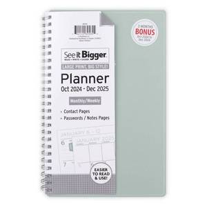 lot 2200 image: PlanAhead 2024-25 WeeklyMonthly Planner 8.5x5.5in See It Bigger Solid Green Spiral Bound, Paper, October-December - Retail $10in