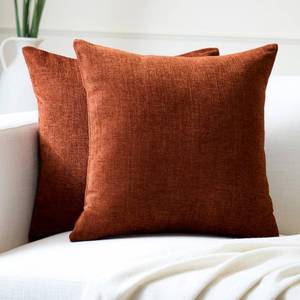 lot 2230 image: Encasa Thick Chenille Throw Pillow Covers Set of 2  Rust Orange - (18x18) (45x45 cm)  Decorative Accent Square Throw Pillow Cases for Couch, Home Decor, Sofa - Retail $21