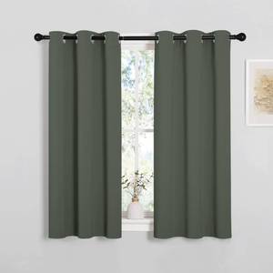 lot 2242 image: NICETOWN Dark Mallard Blackout Curtain Panels for Bedroom, Thermal Insulated Grommet Top Blackout Draperies and Drapes for Basement (2 Panels, W34 x L45-inch) - Retail $27