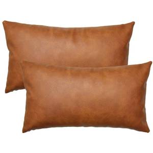 lot 2245 image: JOJUSIS Modern Leather Throw Pillow Covers for Couch Sofa Bed Set of 2 12 x 20 Inch 100percent Faux Leather - Retail $20