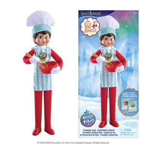 lot 12388 image: The Elf on the Shelf MagiFreez Christmas Chef Set for Your Scout Elf - Includes Magical Standing Pants, elf- Sized Chef�s hat and Apron, Bowl and Spoon and Flour and Sugar Boxes. - Retail $10