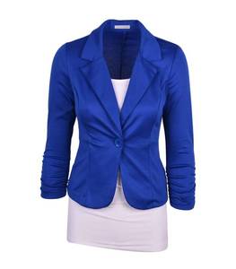 lot 12394 image: Aulin Collection Womens Casual Work Solid Color Knit Blazer Royal Blue 2X - Retail $26